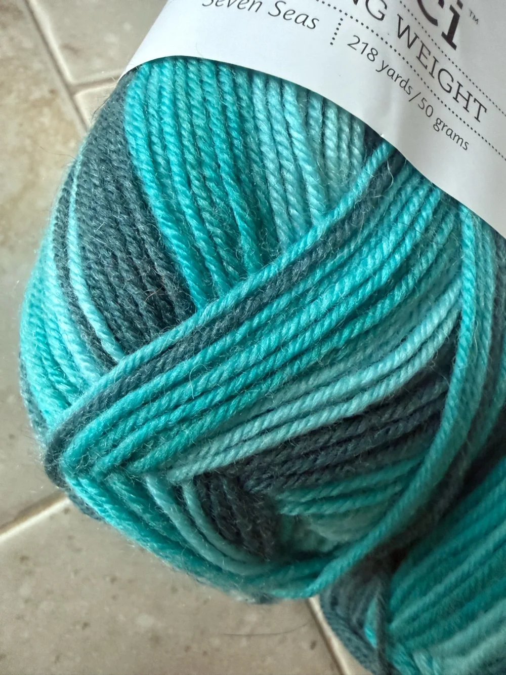 Felici Seven Seas Fingering Weight Yarn - Teal & Gray 2 Skeins Seven Seas
